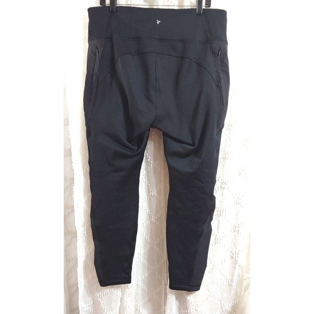 Old Navy Active Go-Dry Leggings XL Black Zipper Pockets Compression Athletic